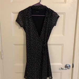 Urban Outfitters Black and White Floral Wrap Mini Dress